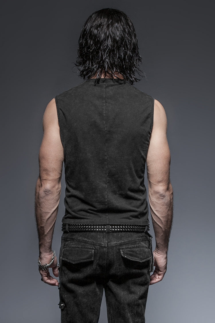 Steampunk Cross Lace-Up Sleeveless Vest with Metal Rings
