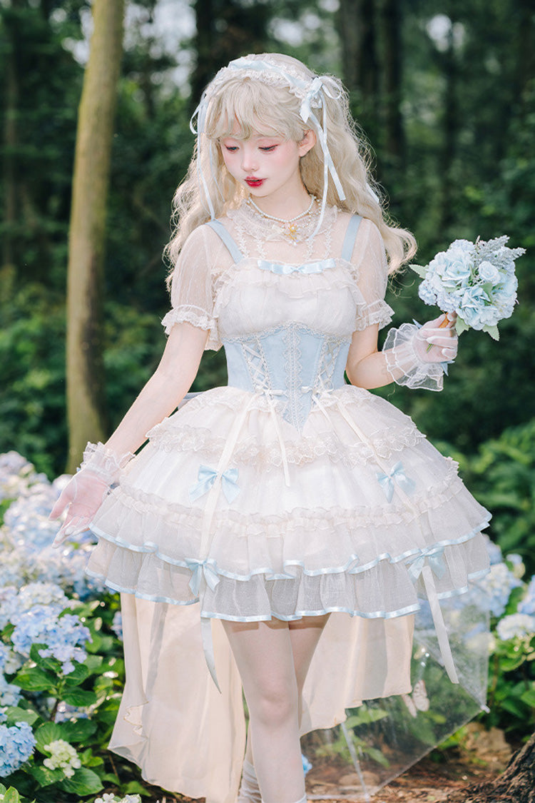 Light Blue Ballet JSK Dress with Triple Layers and Bow