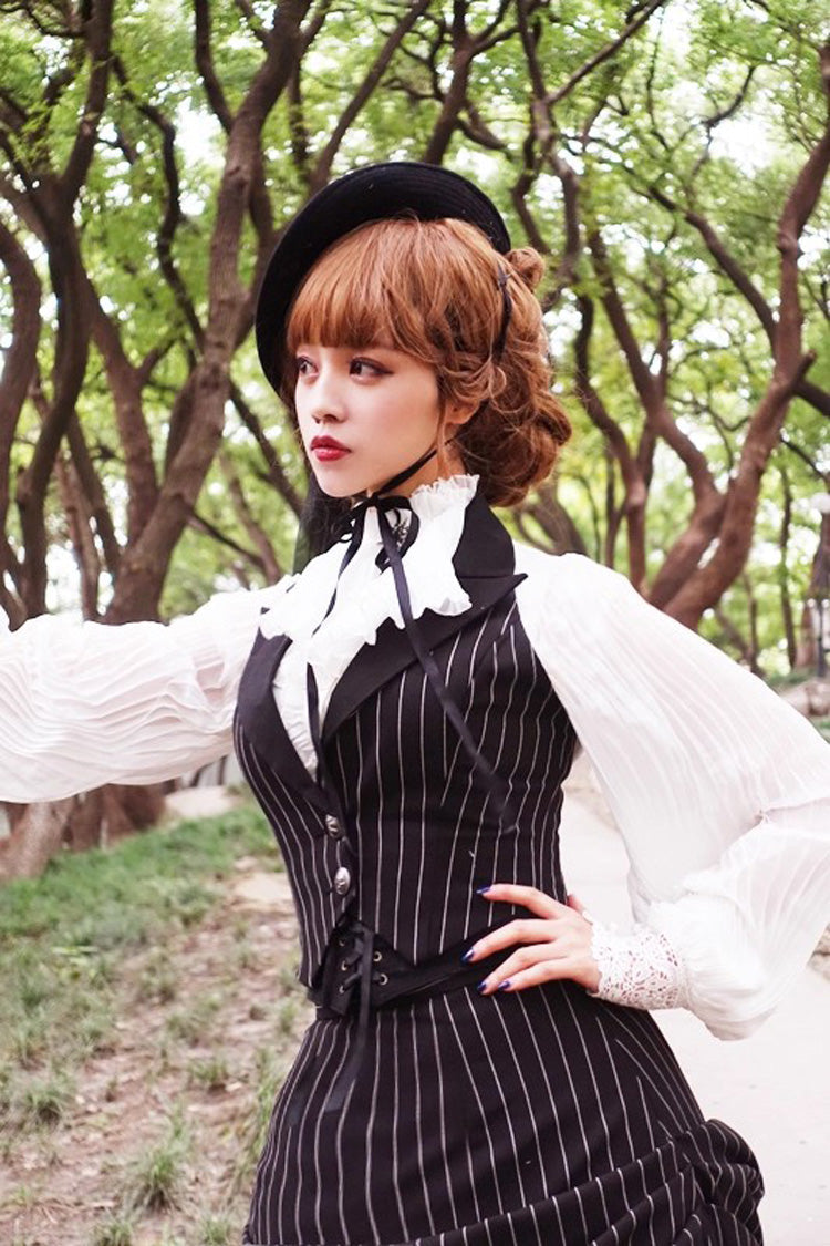 Striped College-Style Lolita Vest with V Collar
