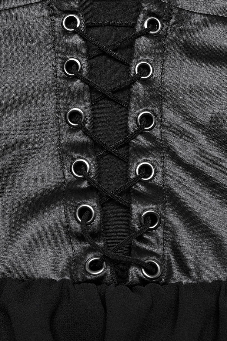Party-Ready Black Lace-Up Irregular Halter Punk Dress