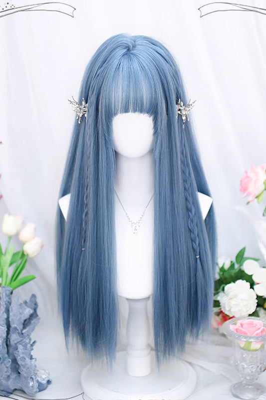 Azure Air Bangs Slightly Curly Long Sweet Lolita Wig