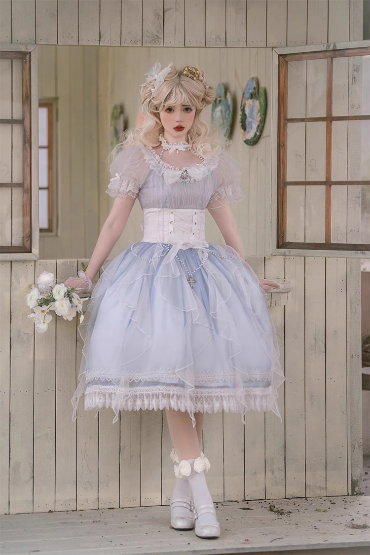 Cerulean Mermaid Teardrop Short-Sleeve Bowknot Sweet Princess Lolita Dress