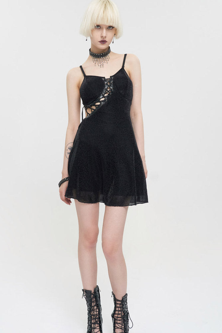 Chest Cross Straps Suspenders Backless Punk Dress