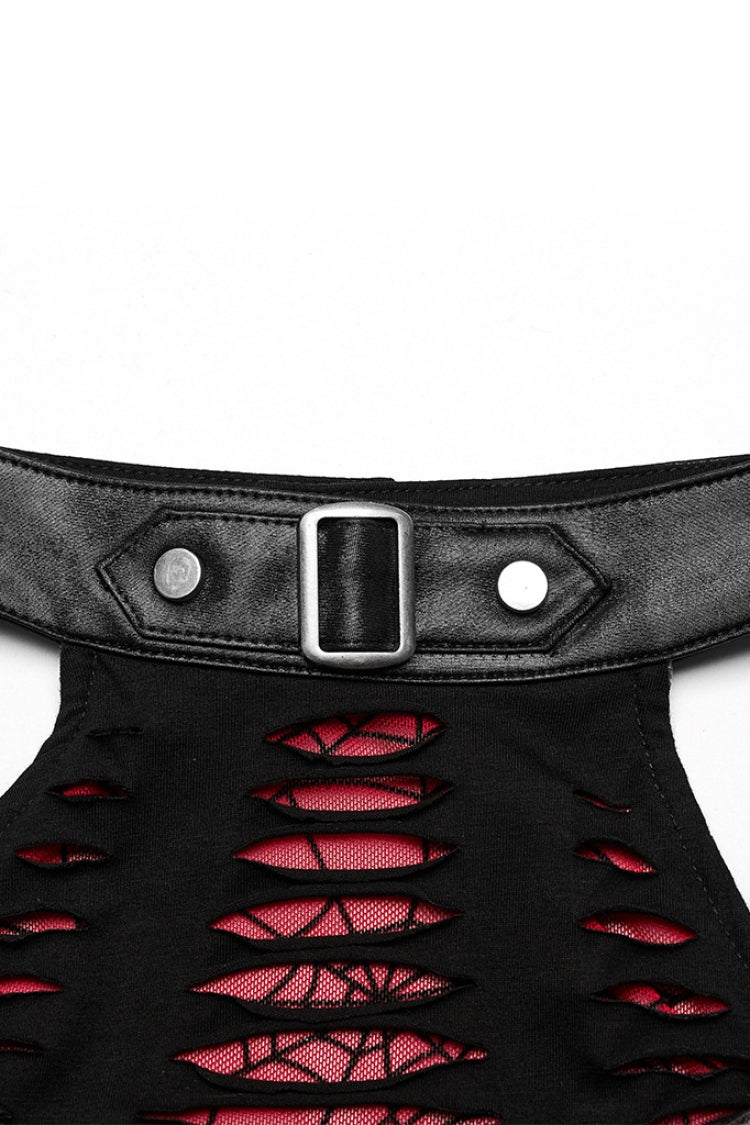 Sleeveless Spider Web Stitching Ripped Gothic Dress