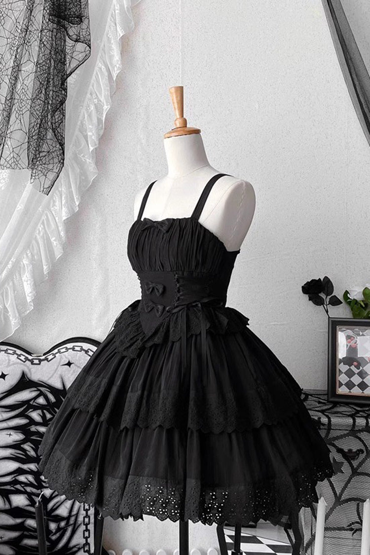 Ribbon Hollow Gothic Lolita Layered JSK Gown - 2 Tones
