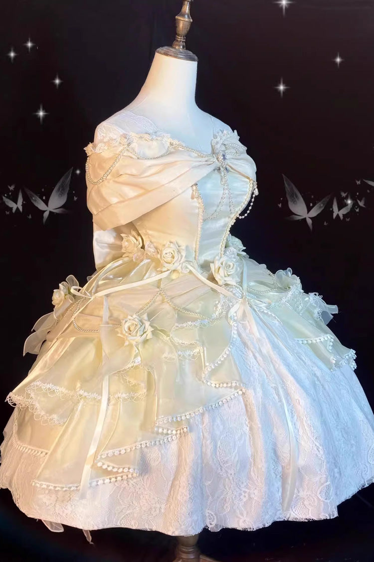 Ivory Hanayome Off-Shoulder Sweet Lolita Cardigan Dress
