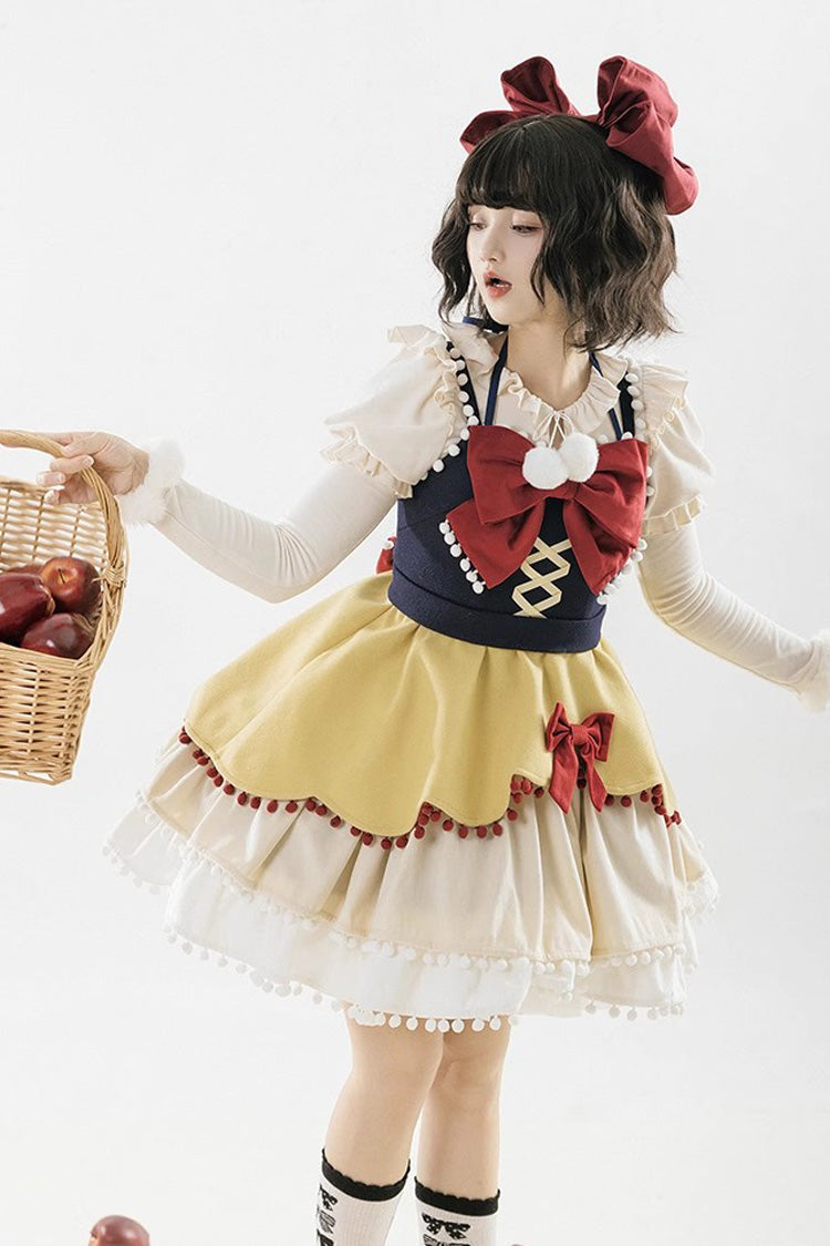 Confession Function Multi-Layer Ruffle Bowknot Color Block Sweet Lolita Jsk Dress