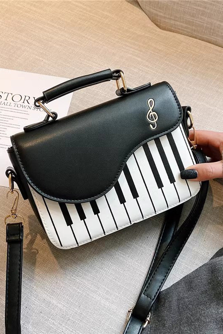 Piano Notes Embroidered Shoulder Bag