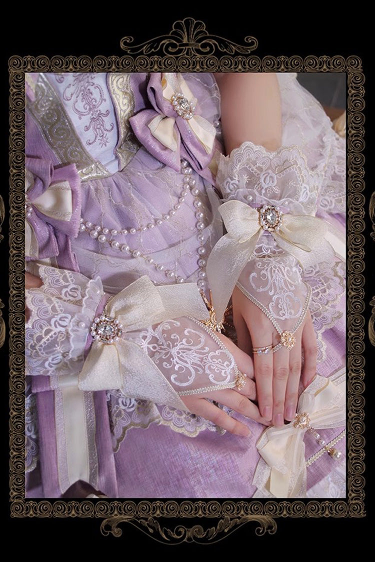 Girls' Day Violet Ruffled Bowknot Lace Short Sleeve Lolita Dress - Girls' Day