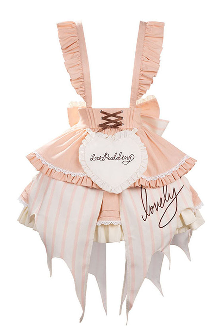 Vertical Striped Print Bow Asymmetric Sweet Lolita Dress