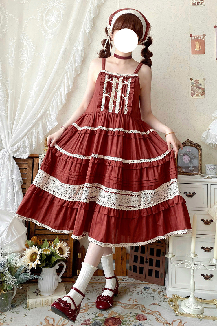 Ruffle Bowknot Lace Sweet Lolita JSK in 6 Colors - Summer Flower Tea