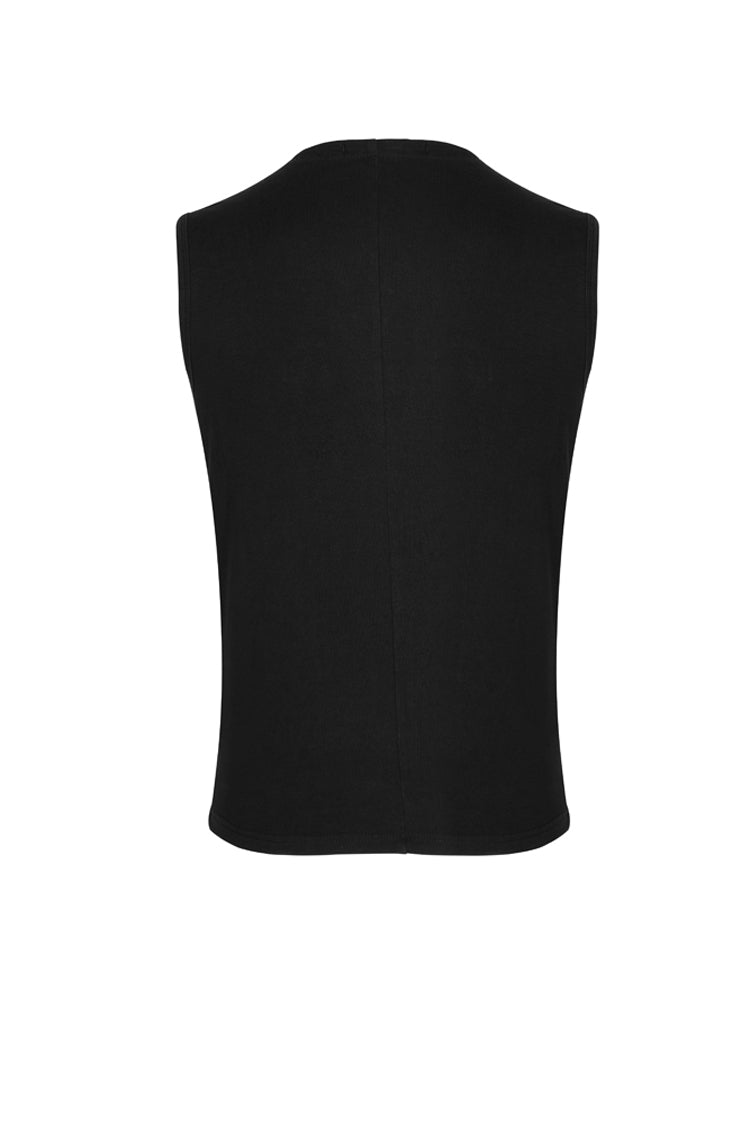 Leather Hasp Metal Ring Punk Vest with Cross Lacing