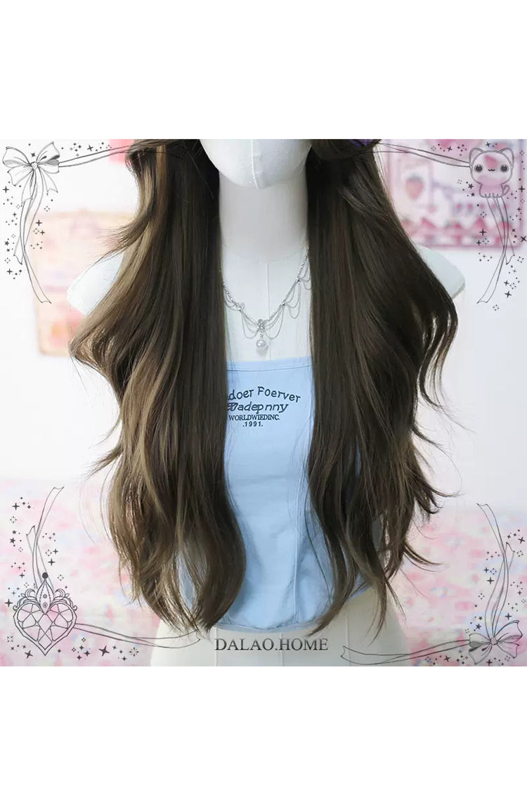 Wavy Curly Sweet Lolita Long Wig in Brown