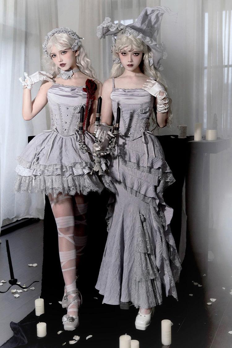 Gothic Witch Skirt with Multi-Layered Ruffle Lace