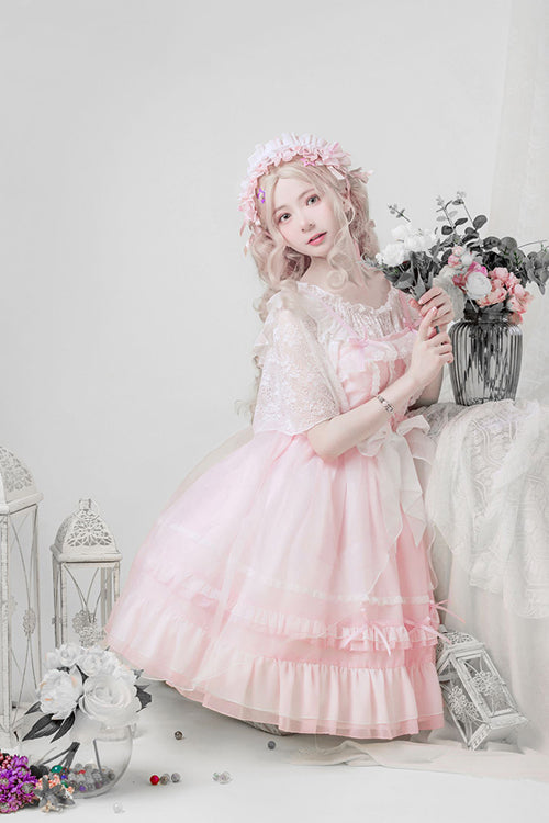 Blush Chiffon High-Rise Layered Frill JSK