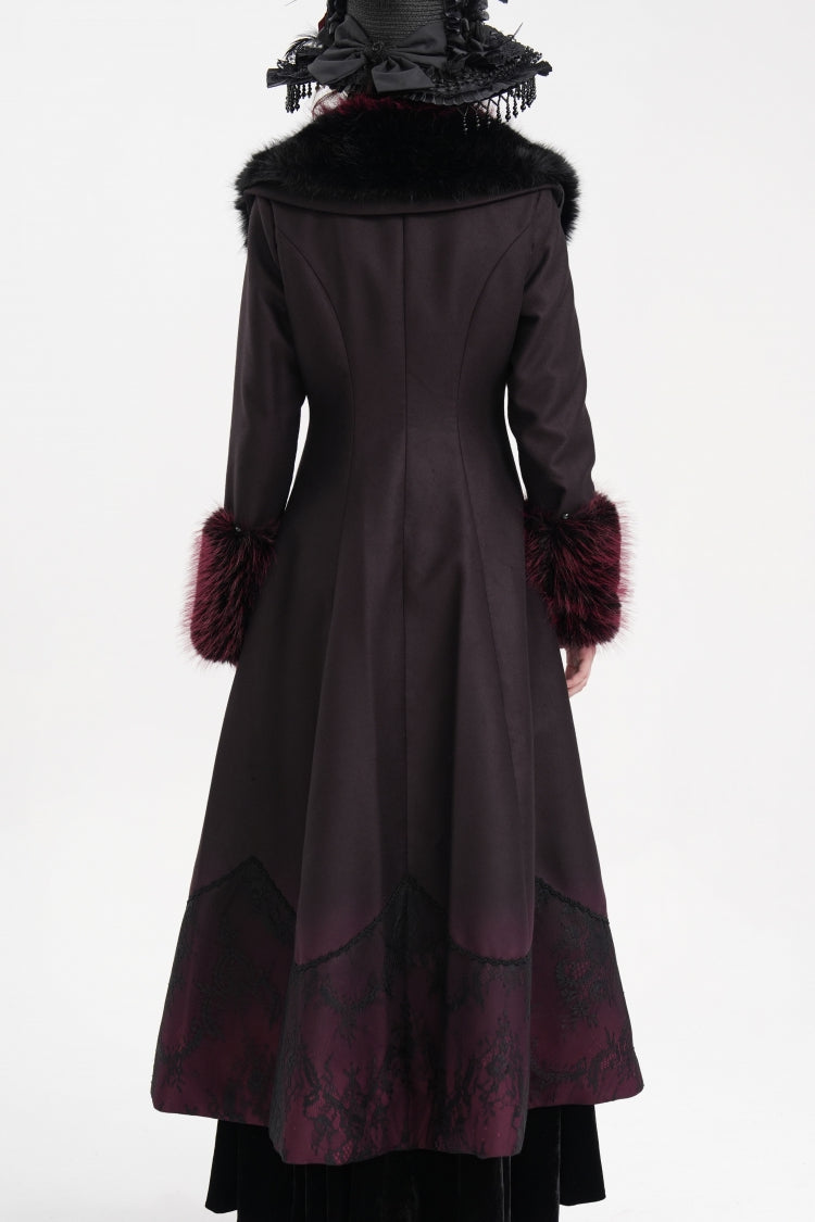 Noir & Scarlet Cross-Laced Lace Gothic Long Coat
