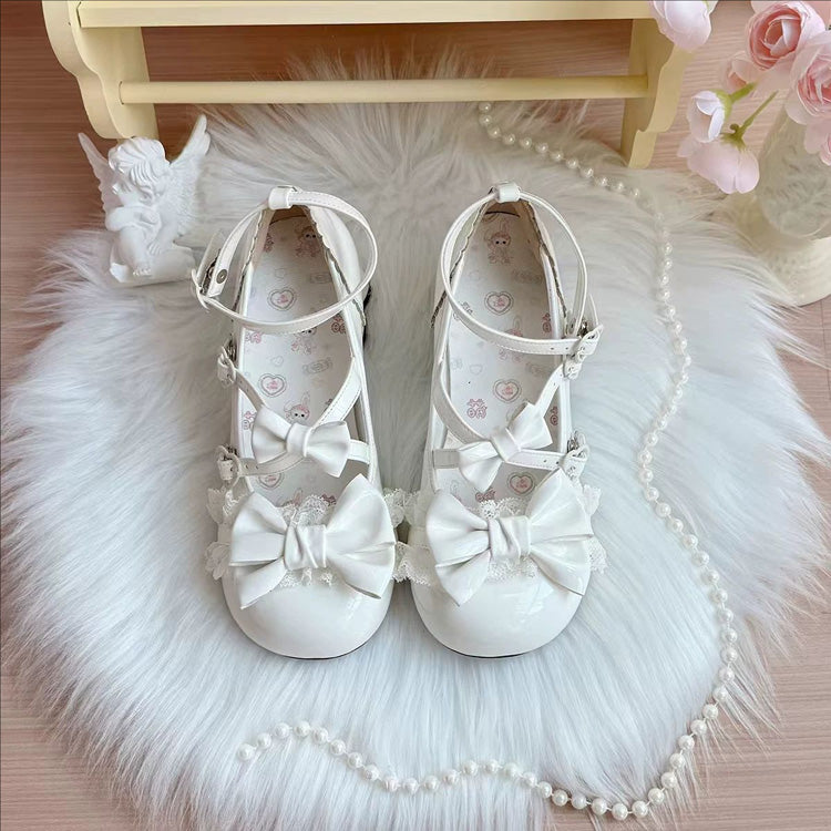 Ribbon Cross Bandage Kitten-Shaped Heel Mid-Heel Pumps - 5 Colors