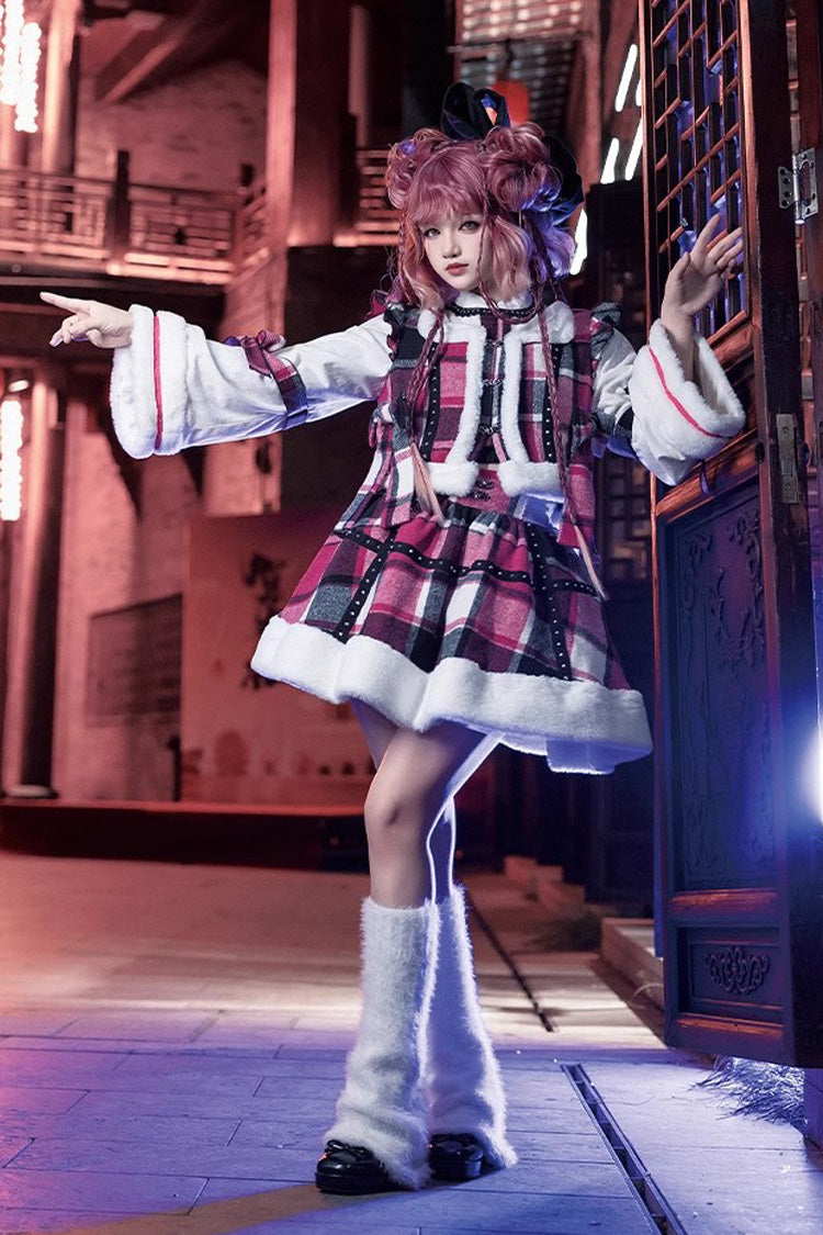 Multi-Color Plaid Bowknot Autumn Winter Sweet Lolita Skirt Set