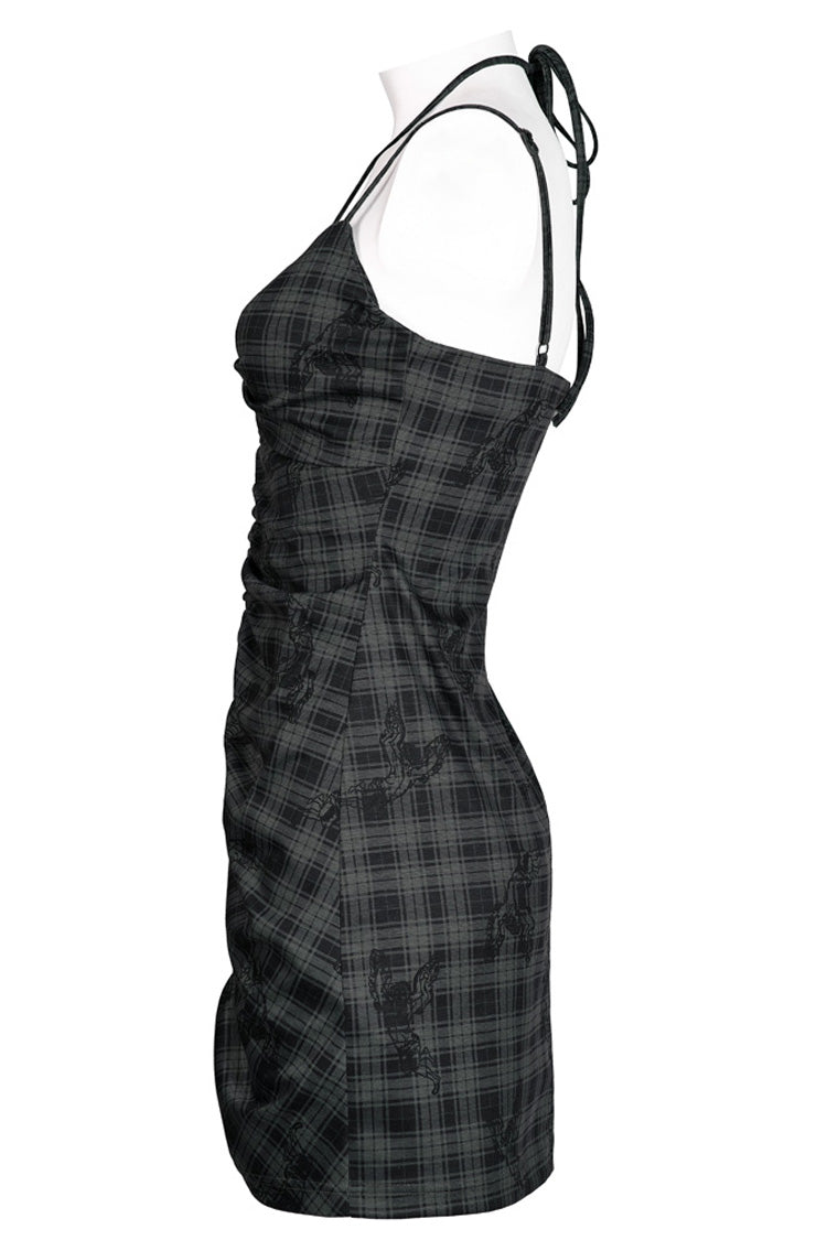 Grey Knit Hollow Drawstring Bodycon Halter Punk Dress