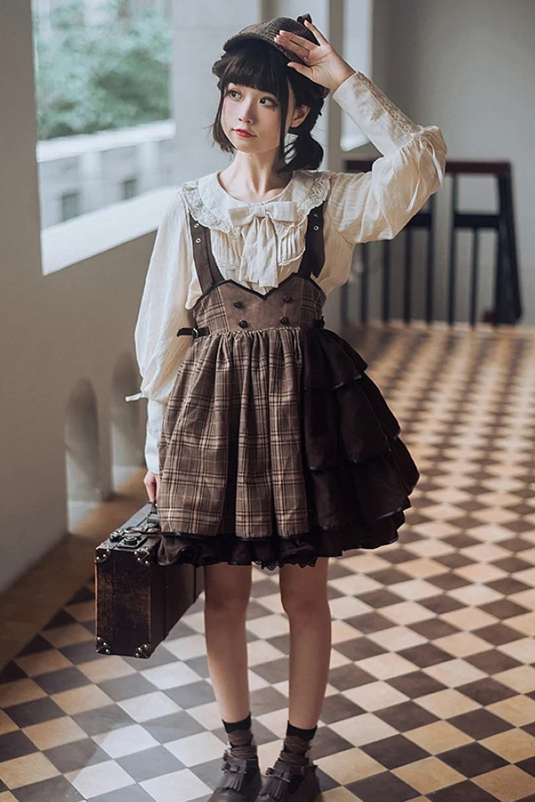 Cocoa Sherlock Detective Ruffle Color-Block Gothic Lolita Skirt