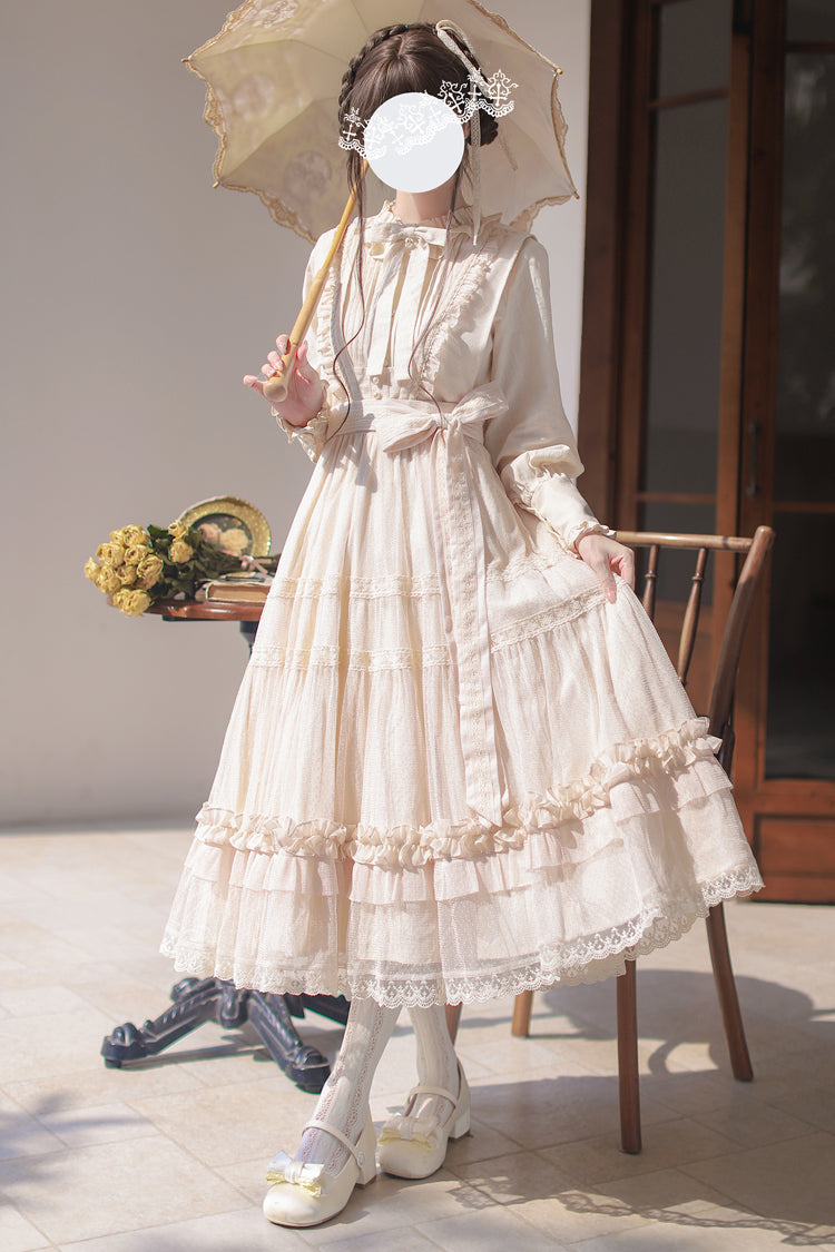 Ivory Sleeveless Ruffled Lace Japanese Elegant Lolita Jumper