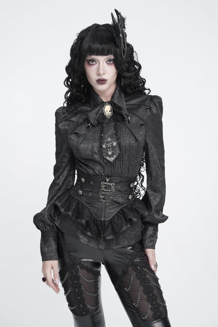 Slim Fit Buckled Zippered Pleated Gothic Girdle for Women Lace