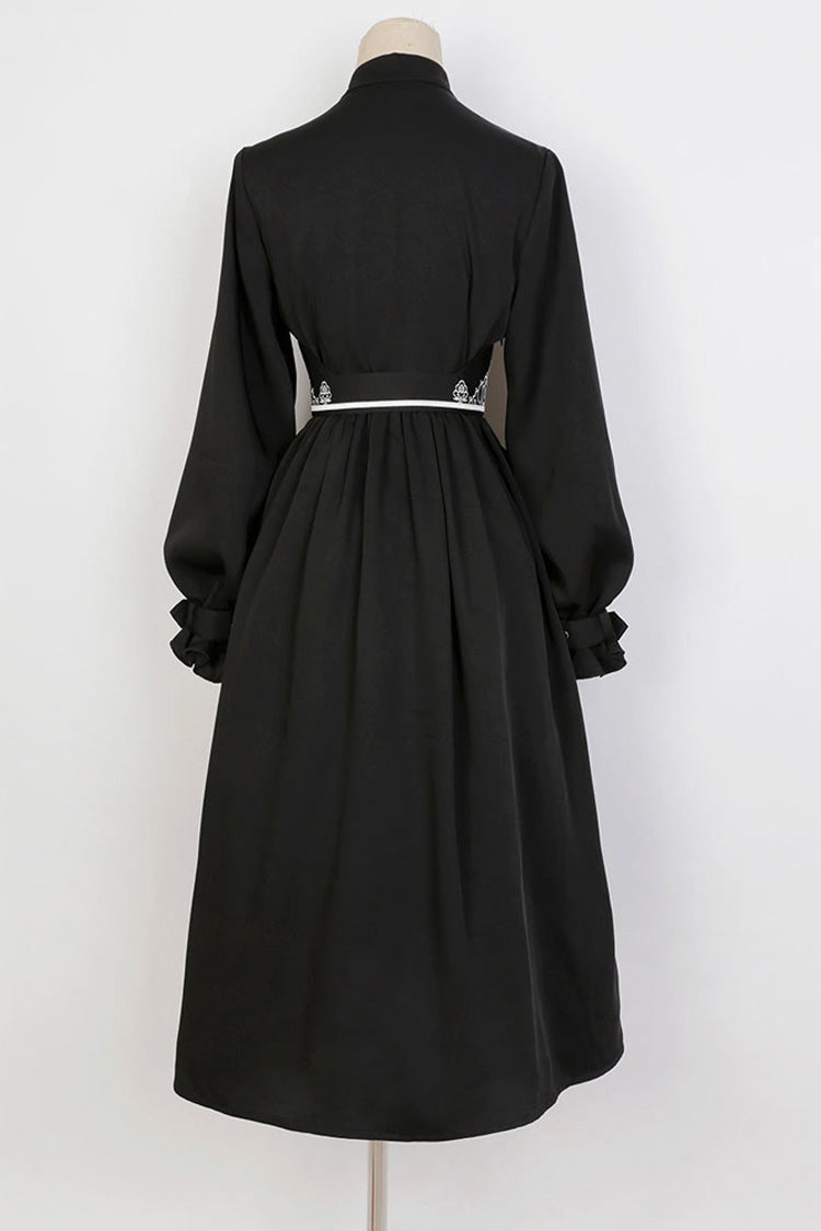 Chinese Style Hanfu Dress with Print and Single Breasted Front