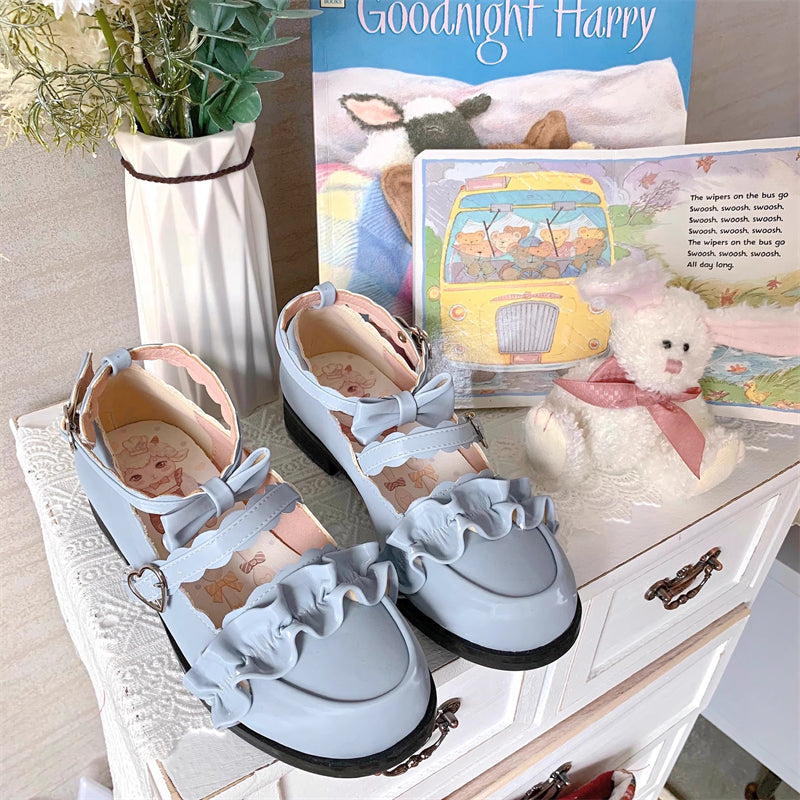 Ruffled Bowknot Mary Janes - Kawaii Lolita Shoes