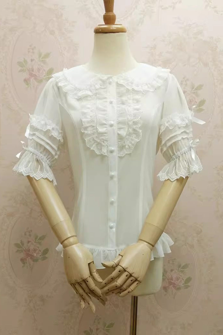 Chiffon Sweet Lolita Blouse with Doll Collar and Flared Sleeves