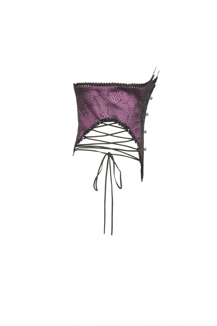 Mauve Butterfly Embroidered Lace Luxurious Royal Underbust Corset