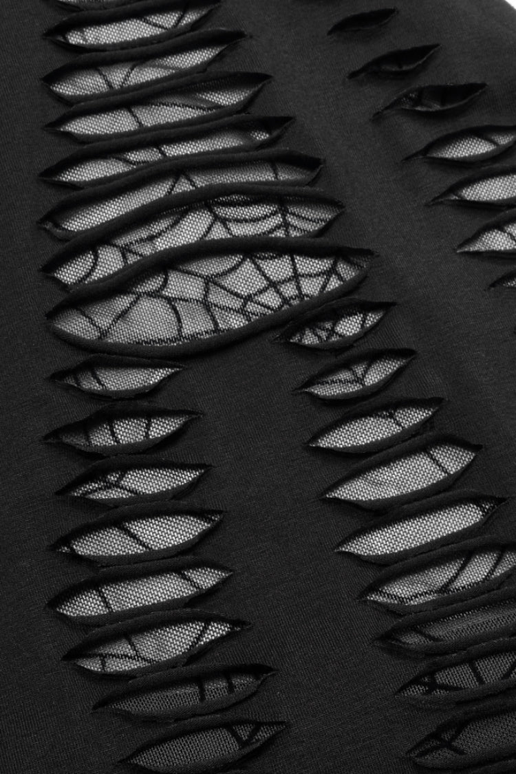 Spider Print Hollow Stitching Ripped Steampunk Vest