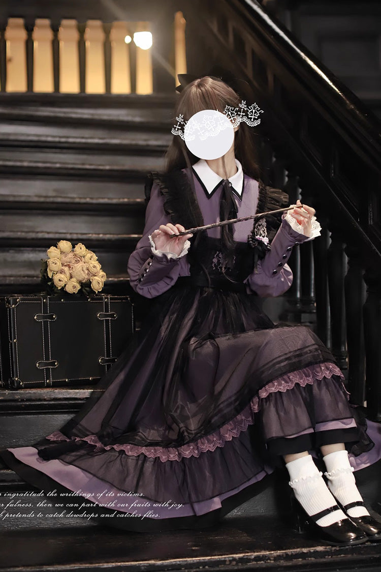 Black Embroidered Mesh Bow Sweet Elegant Jumper - Witch Academy