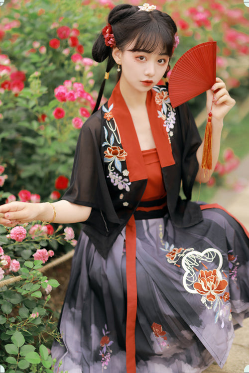 Sweet Song Dynasty Hanfu Three-Piece Set for Spring Summer