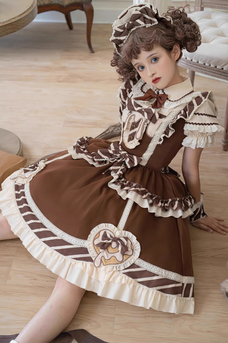 Cocoa Short Sleeve Printed Ruffle Bowknot Princess Lolita JSK Set