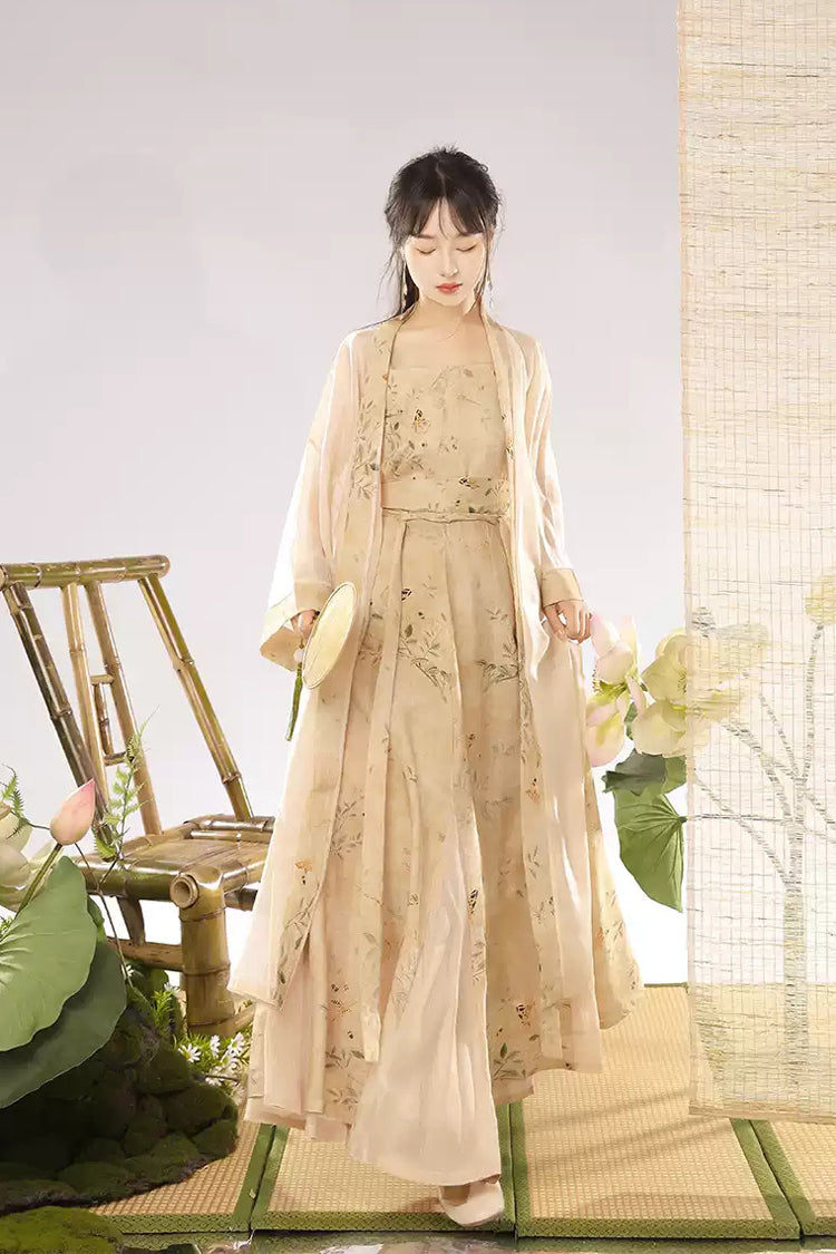 Ivory Song Dynasty High-Waist Printed Classic Chinese Hanfu Outfit