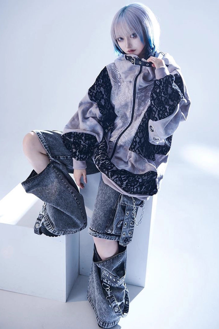 Punk Rivet Straight Leg Jirai Jeans in Two Shades