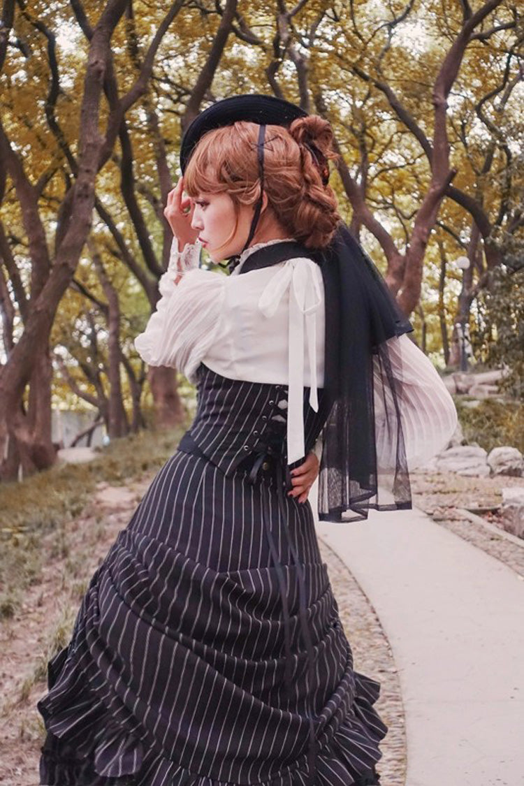 Striped College-Style Lolita Vest with V Collar