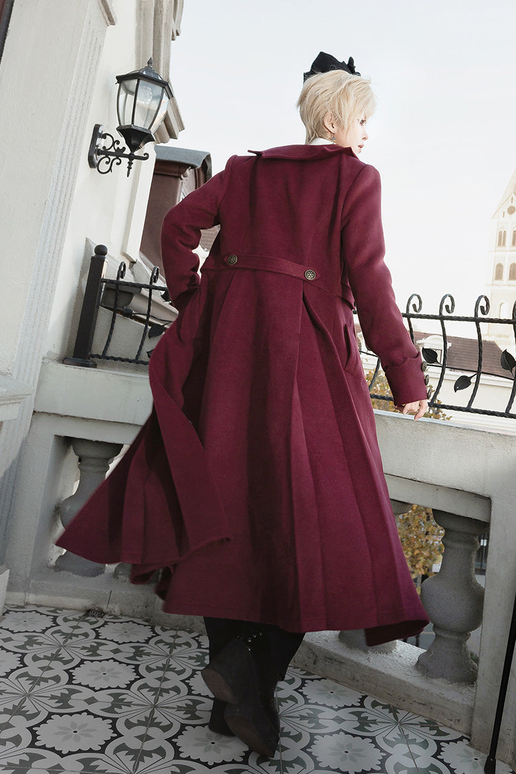 Dracula-Themed Dark Red Gothic Prince Coat with Long Sleeves