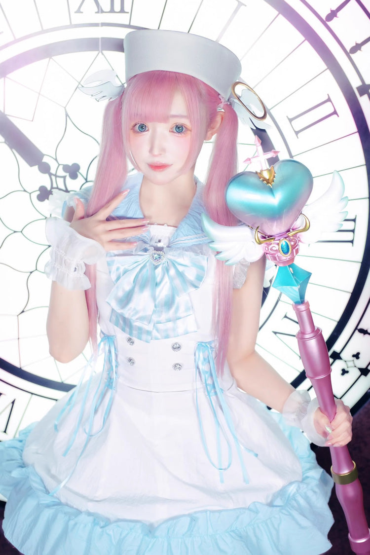Jirai Kei Dress with Doll Collar and Ruffle Bow - Magical Girl, 2 Hues