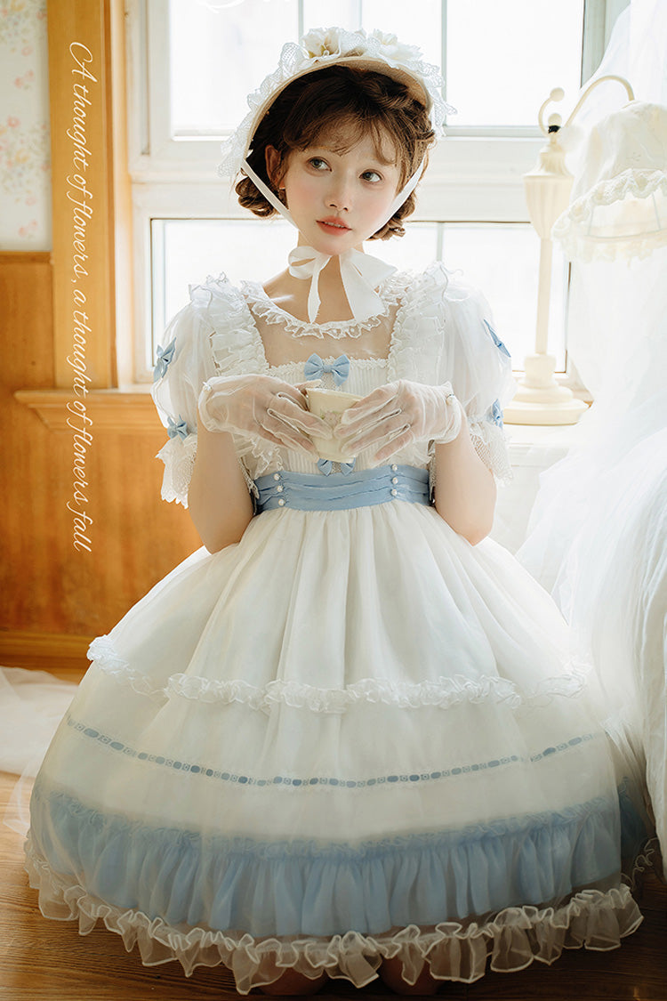 Sweet Lolita Dress with Ruffled Bow and Lace - Moonlight Sonata, 4 Shades