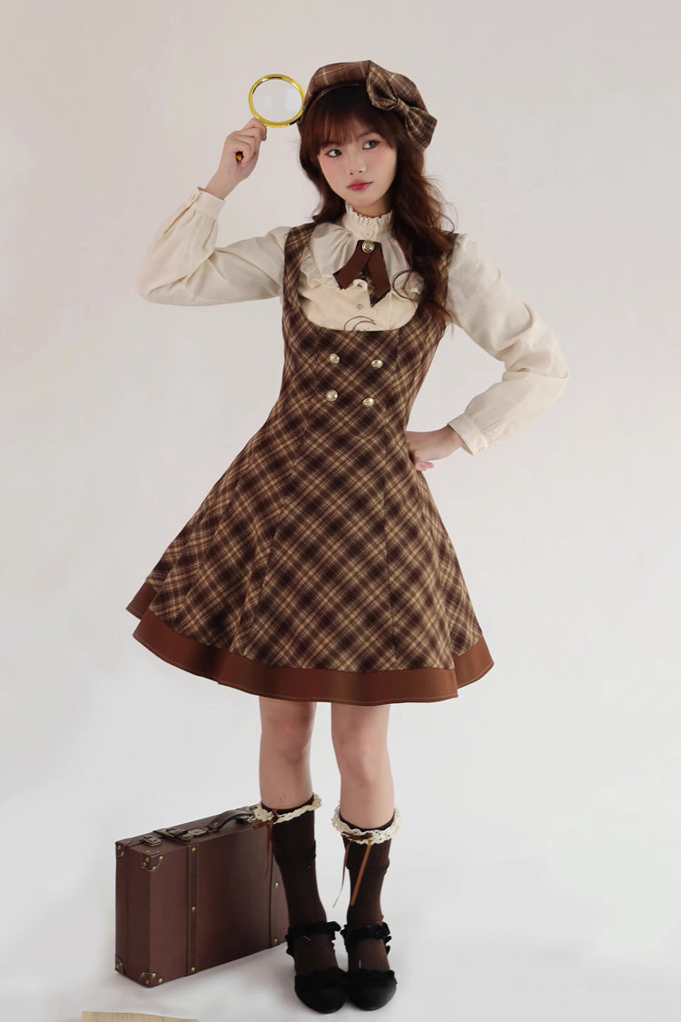 Broken Pocket Watch Sleeveless Print Classic Bust-Support JSK