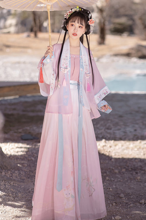 Song Dynasty Cat Embroidery Four-Piece Hanfu