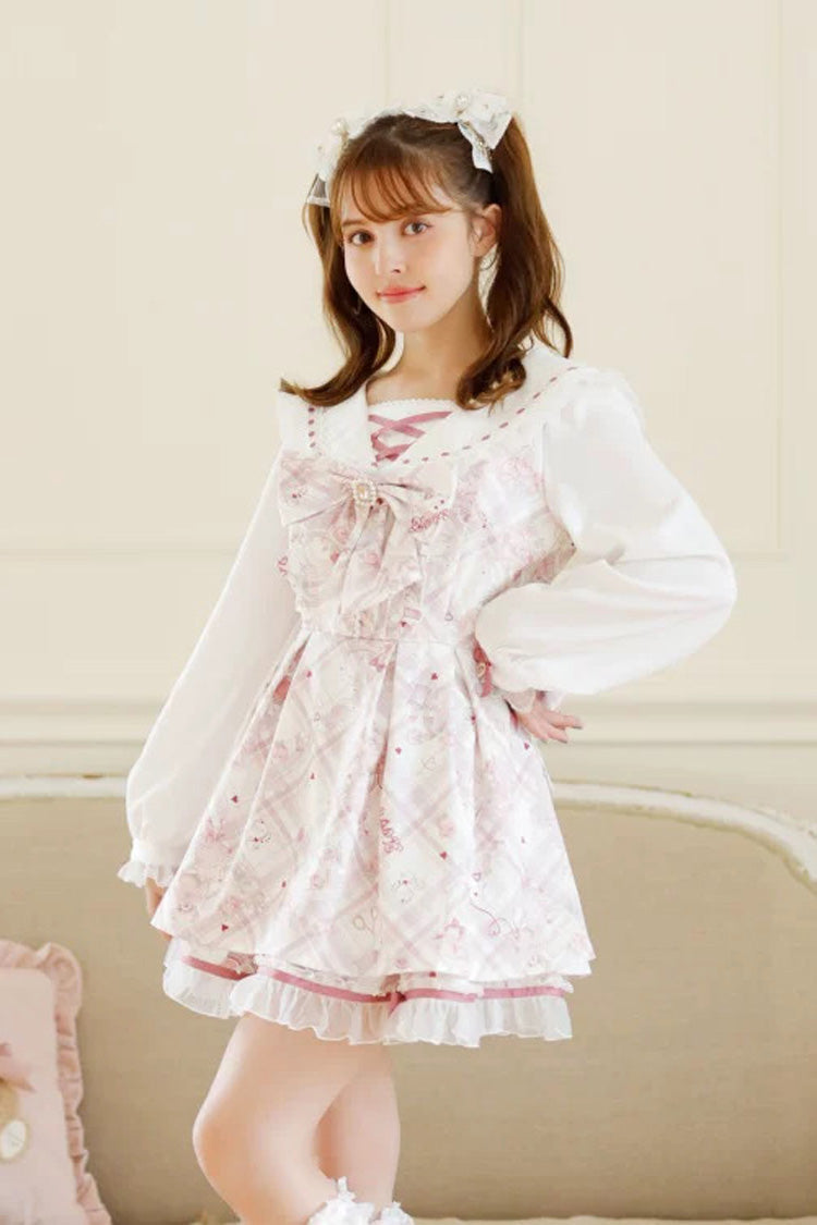 Sewing Bear Plus Size Jirai Kei Dress with Print and Bowknot
