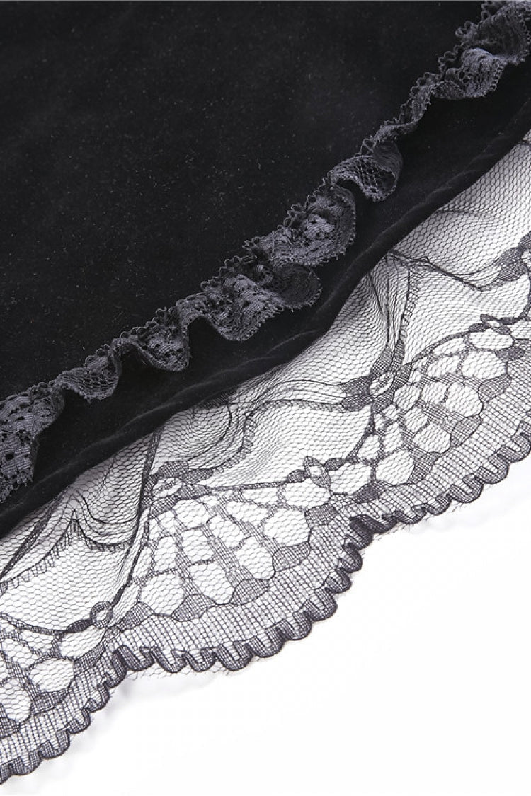 Multi-Layered Long Trumpet Sleeve Rosette Velour Gothic Bolero for Women Lace