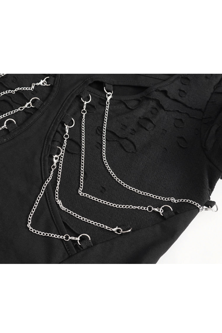 Steampunk Distressed Tee with Cutout Details for Women