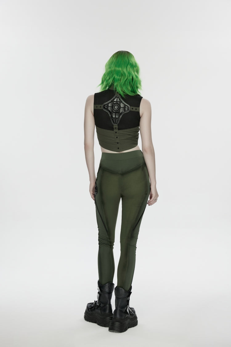 Armor-Accentuated Paneled Slim Punk Leggings