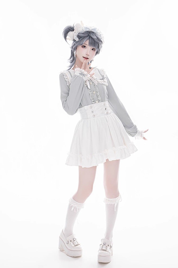 Sweet Ruffle Lace Lace-Up Japanese Jirai Kei Skirt 4 Colors