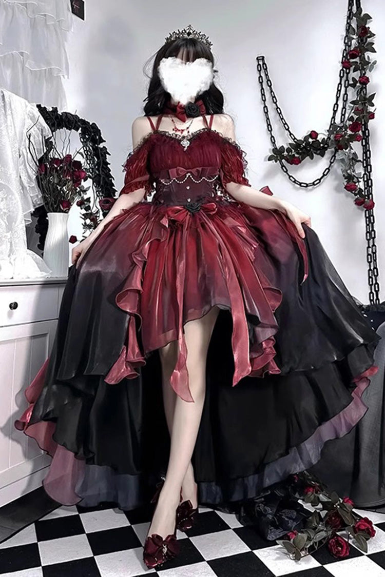 Red/Black Asymmetric Bow Gothic Princess Jsk Dress