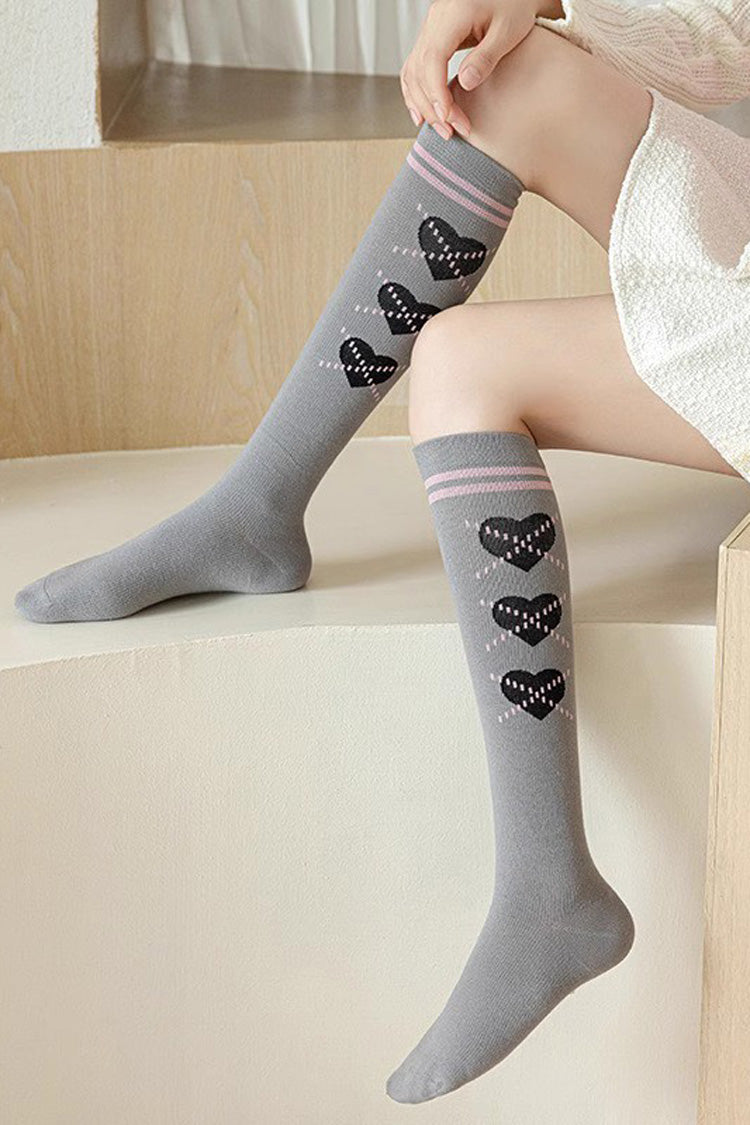 Adorable Pearl-Printed Knee-Length Lolita Hosiery in Four Shades