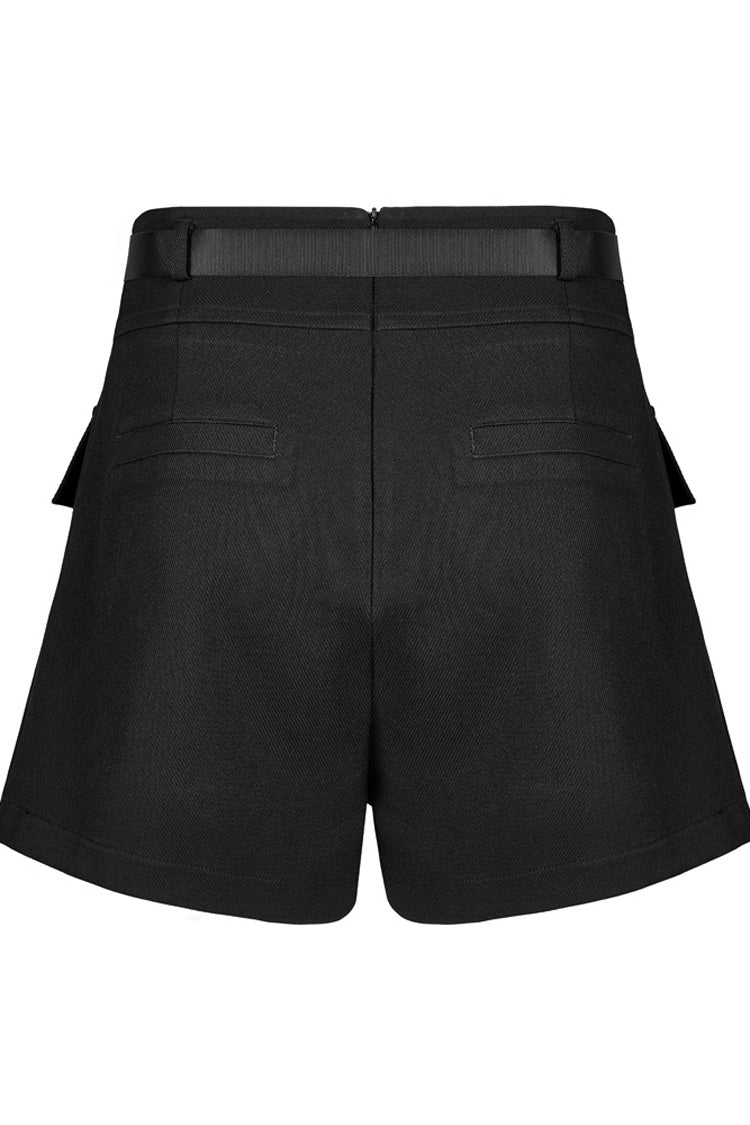 Punk Two-Piece Shorts with Cross Lamination Metal Crescent